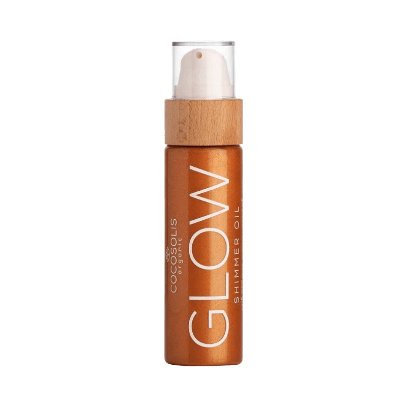 Cocosolis Glow Shimmer Oil med ekologiska oljor för glow och fukt på hud och kropp.