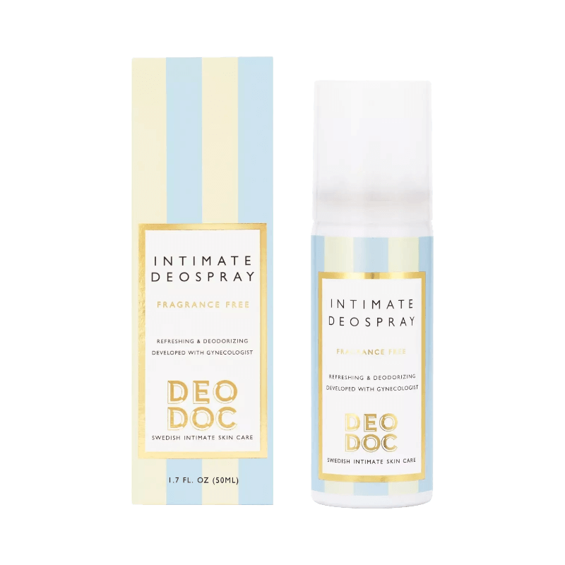 DeoDoc intimdeospray utan parfym utvecklad med gynekolog för känslig hud