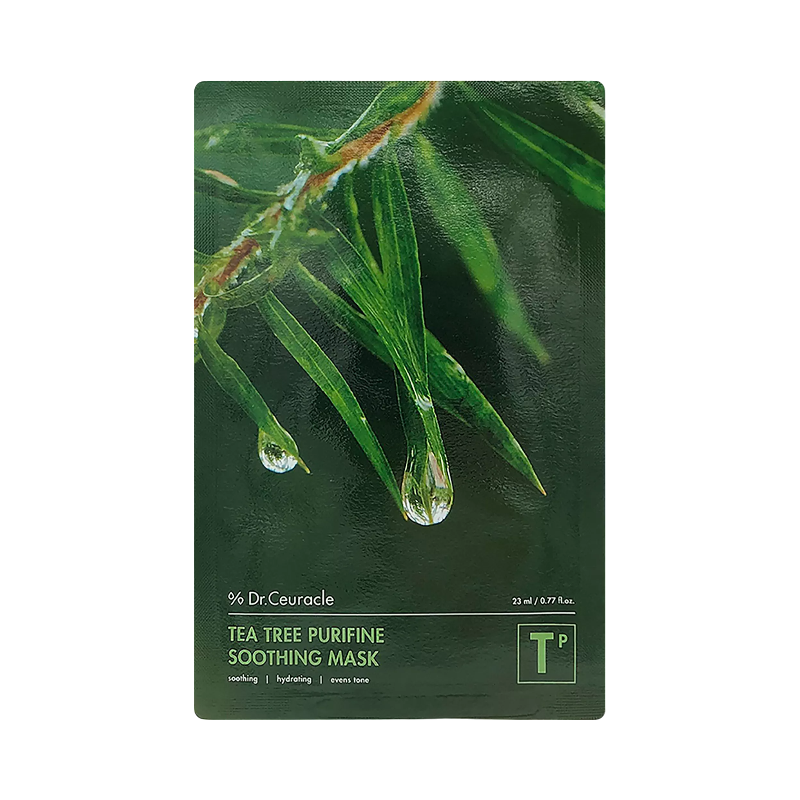 Dr. Ceuracle Tea Tree Purifine Soothing Mask med tea tree för att lugna och återfukta