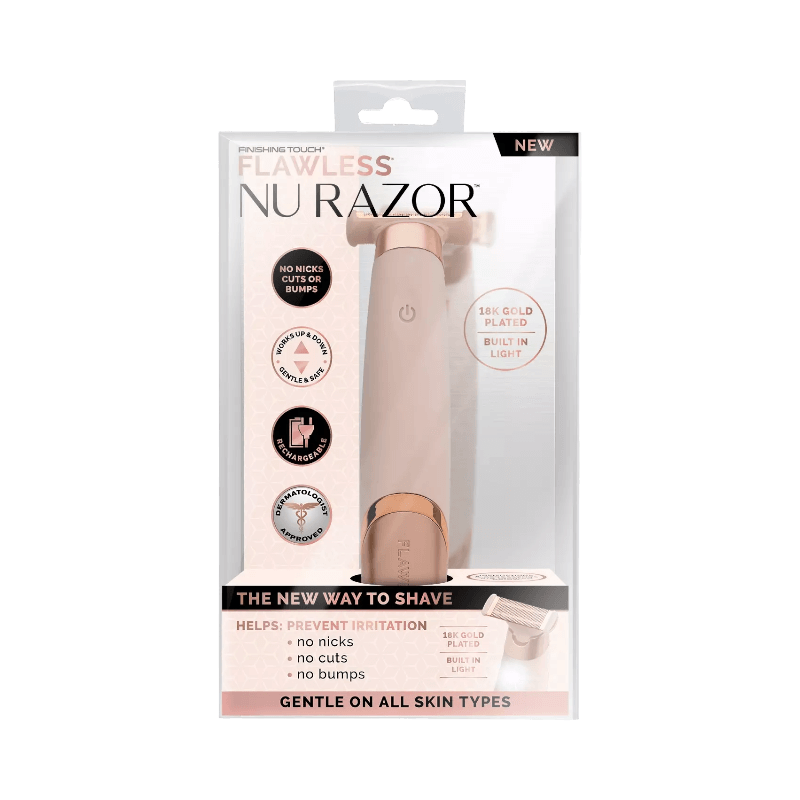 Flawless NuRazor elektrisk rakhyvel med 18K guldplätering för skonsam rakning av känslig hud