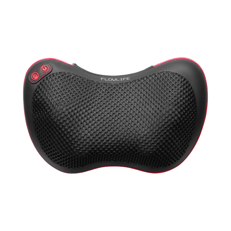 Flowpillow massagekudde i svart med ergonomisk design och värmefunktion
