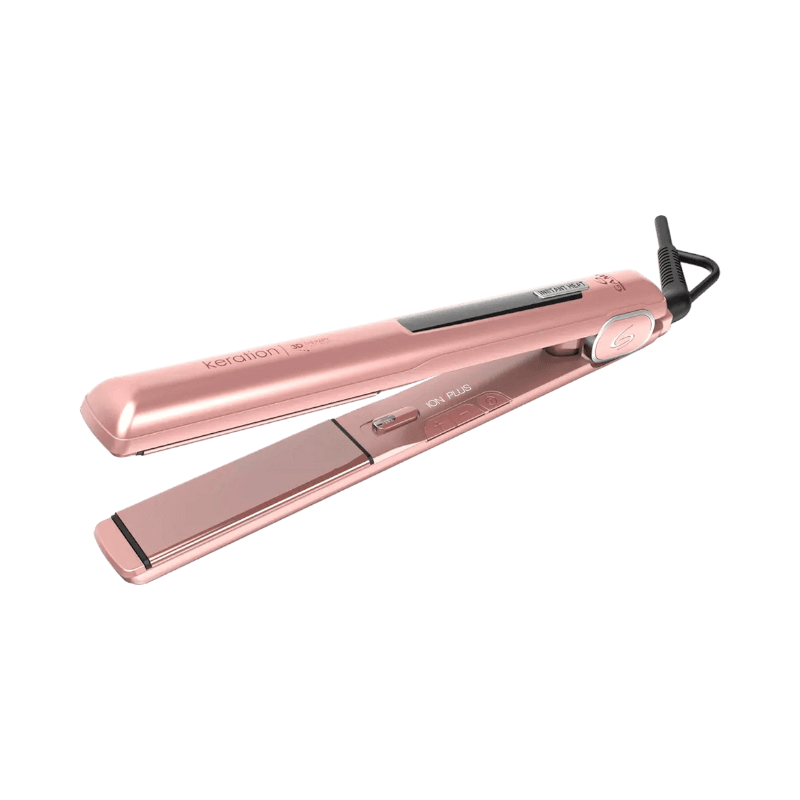 GA.MA Keration Line plattång i roséguld med ionteknologi för skonsam hårstyling.