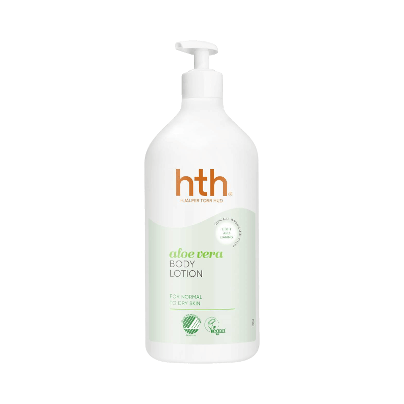 HTH Aloe Vera body lotion 400 ml – återfuktande hudlotion för normal till torr hud, med lugnande aloe vera.