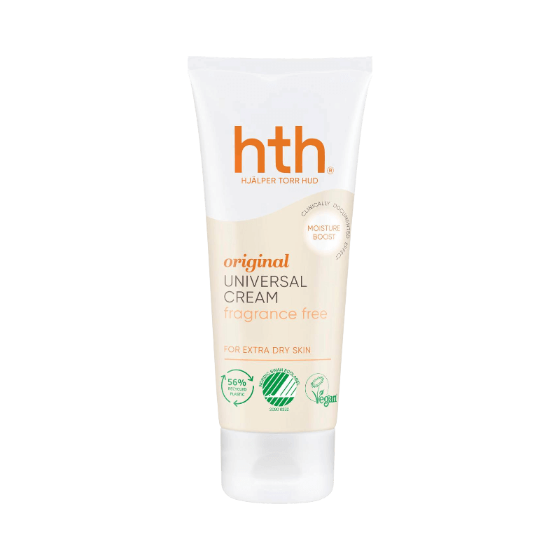 HTH Universal Cream 100 ml – parfymfri vårdande kräm för extra torr hud, med fuktboost-effekt.