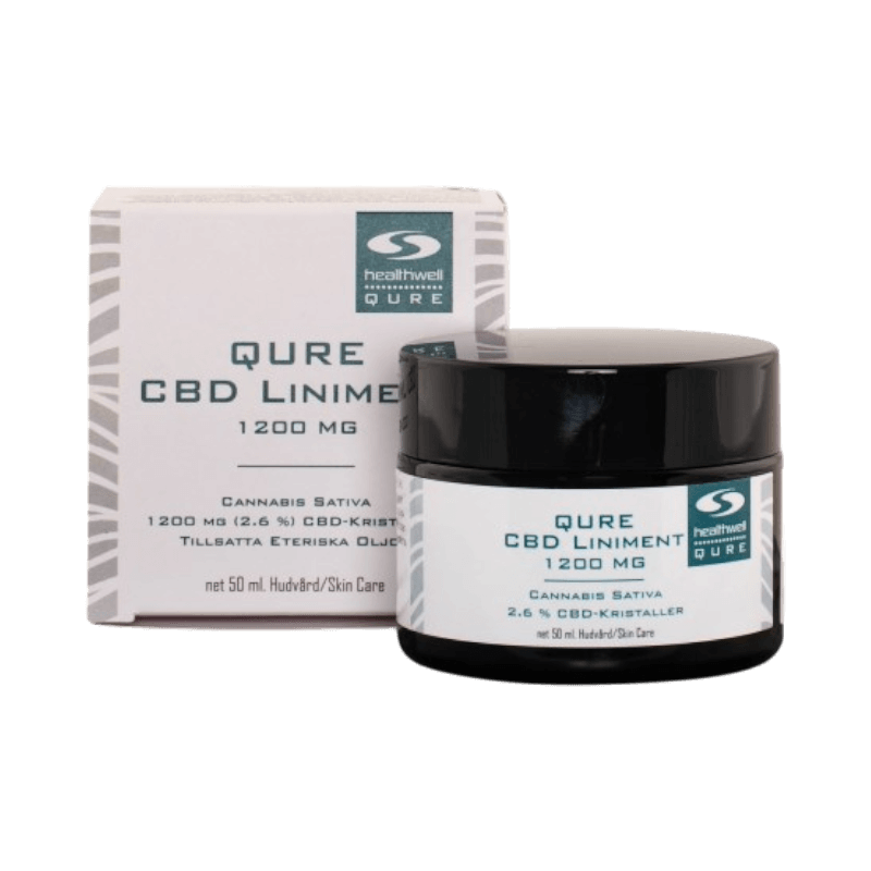 Burk med Healthwell QURE CBD liniment 1200 mg – naturligt liniment för muskelvärk