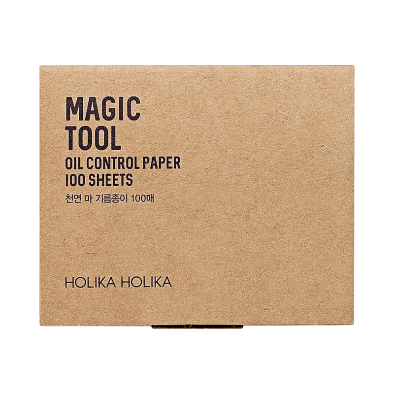 Holika Holika oljekontrollerande blotting paper i naturfärgad kartong med minimalistisk design.