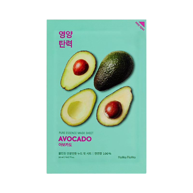 Holika Holika Avocado Mask Sheet med 100% naturligt extrakt för mjukgörande hudvård