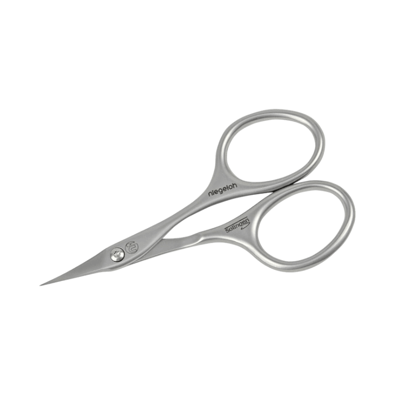 Finspetsad nagelbandssax i rostfritt stål från Niegeloh för exakt trimning av nagelband.