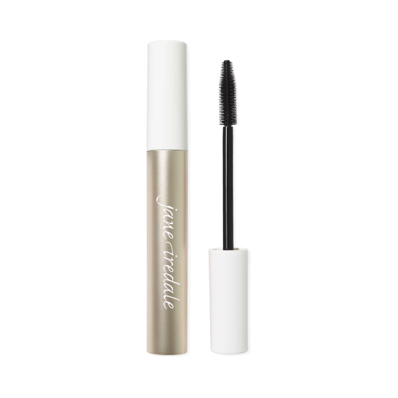 Jane Iredale svart tubing mascara i elegant guldhylsa med vit kork och smal borste