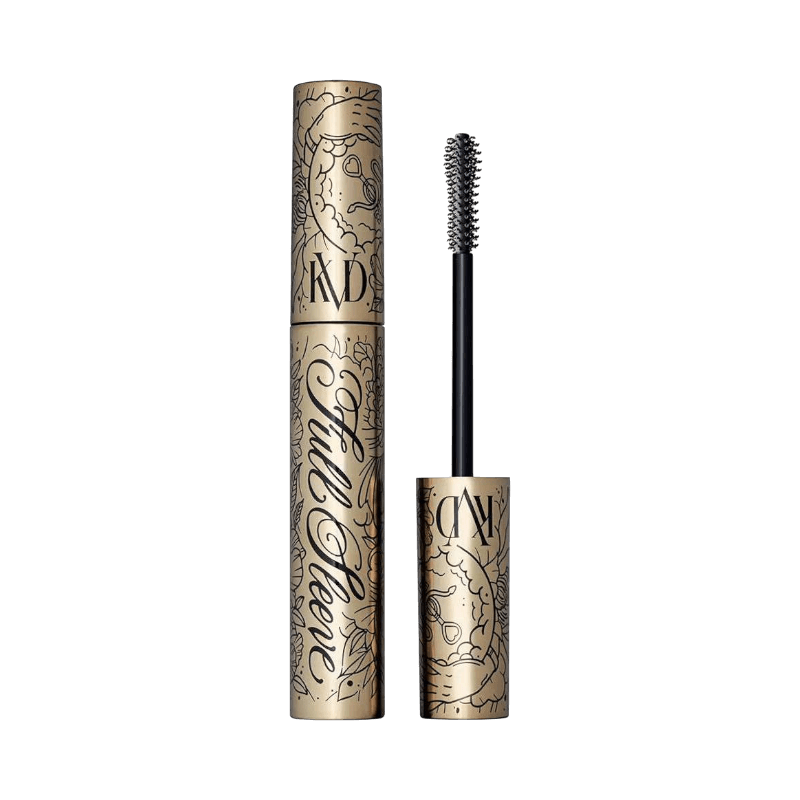 KVD Full Sleeve Tubing Mascara i guldhylsa med svart mönster och konformad borste