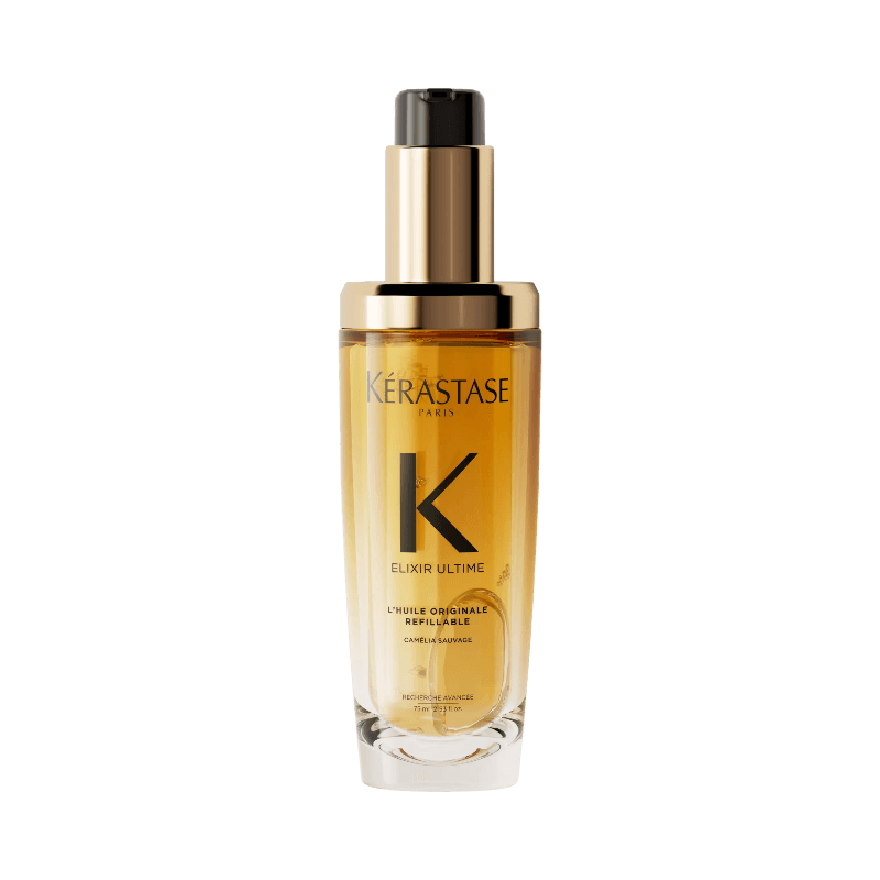 Lyxig Kérastase Elixir Ultime hårolja med vårdande formula för glans och mjukhet.