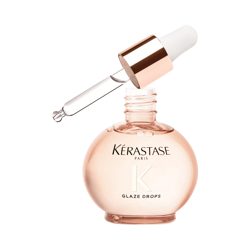 Kérastase Gloss Absolu Glaze Drops hårolja i glaskula med pipett för intensiv glans.