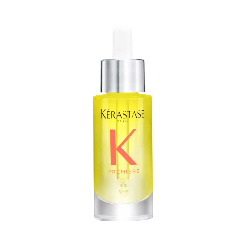 Kérastase Première Huile Gloss Réparatrice hårolja med reparerande formula och dropppipett.