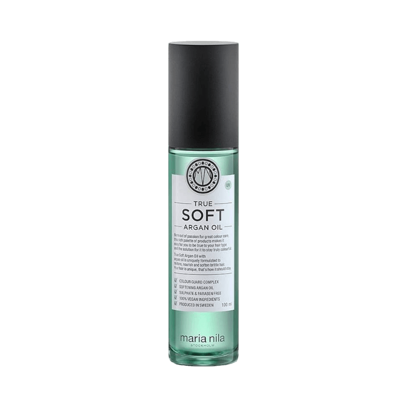 Maria Nila True Soft Argan Oil 100 ml för mjukt och återfuktat hår.