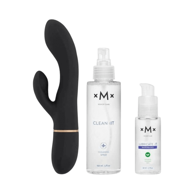 Mshop Capella Rabbit-vibrator med rengöringsspray och vattenbaserat glidmedel i ett komplett kit