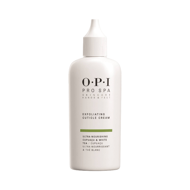 OPI ProSpa Exfoliating Cuticle Cream 27 ml i vit flaska för vård av nagelband och händer.