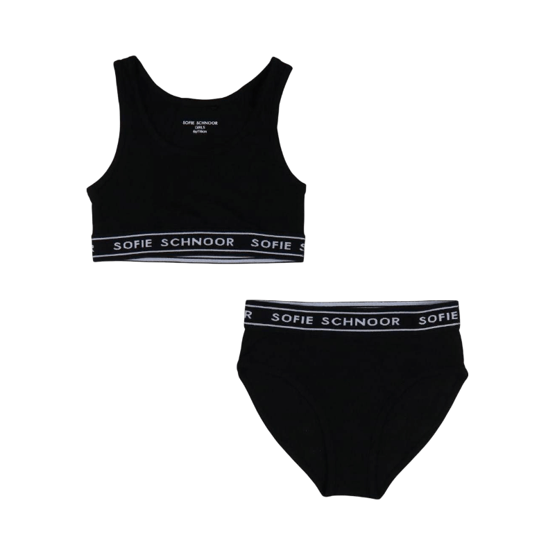 Svart unisex underklädes-set från Sofie Schnoor med sportig design och logotypresår