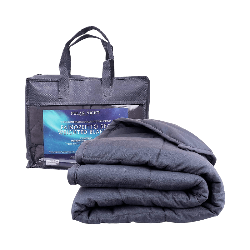 Polar Night 5 kg tyngdtäcke i blått med praktisk väska – idealiskt för barn och resor.