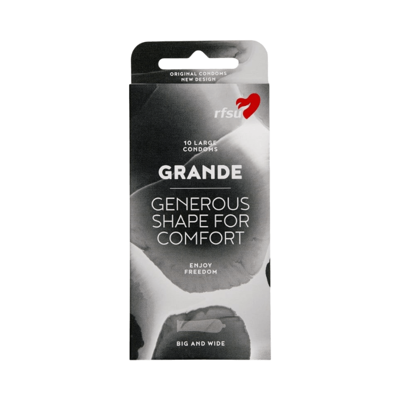 RFSU Grande kondomer – extra stora kondomer för komfort och rymlig passform, 10-pack.