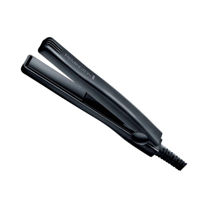 Remington Define & Style kompakt plattång i svart design för smidig styling hemma eller på resan.