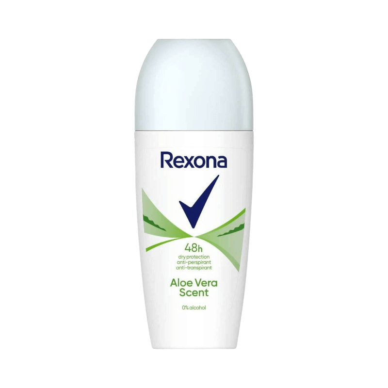Rexona Aloe Vera Roll-On antiperspirant 50 ml med 48 timmars skydd och alkoholfri formula.