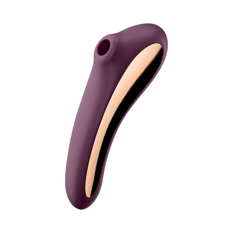 Satisfyer Dual Kiss i vinrött med lufttrycksstimulans och elegant guldaccent för intensiv njutning