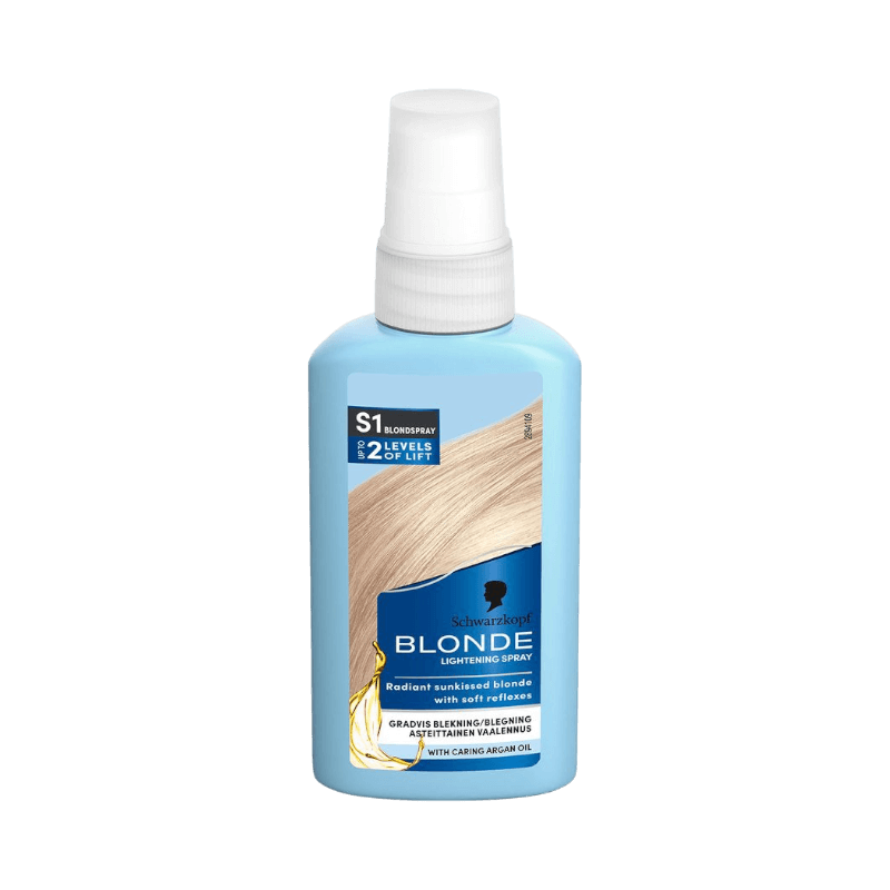 Schwarzkopf Blonde S1 blondspray med arganolja för gradvis blekning och solkysst resultat.