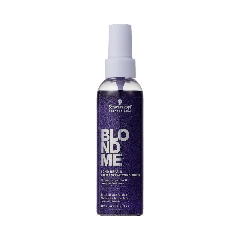 Schwarzkopf BlondMe spraybalsam som motverkar gula toner och stärker blont hår.