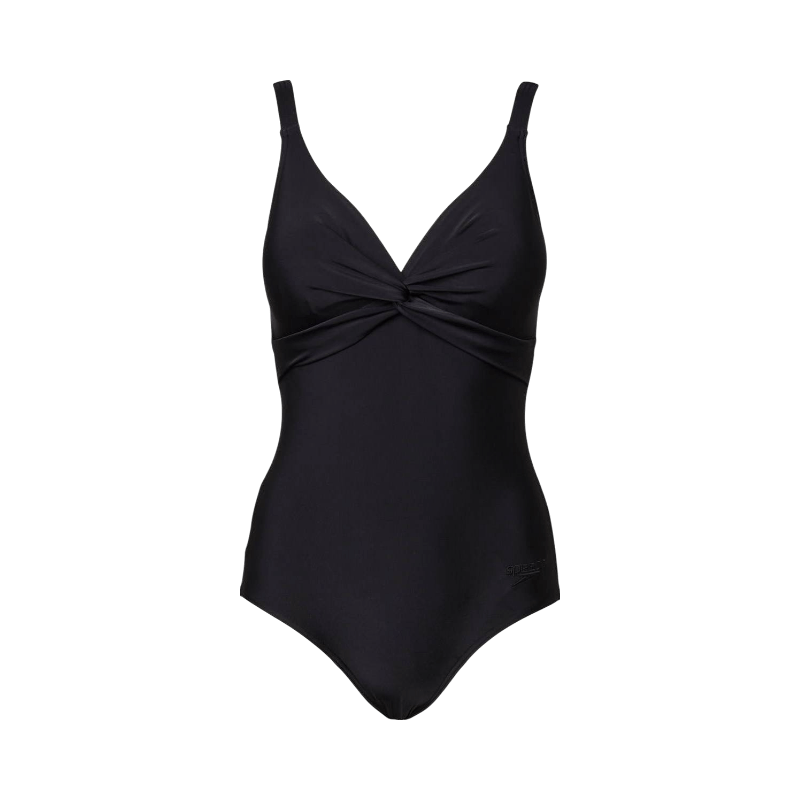 Speedo Brigitte baddräkt i svart med knutdetalj och stödjande bystdesign för simning eller strand