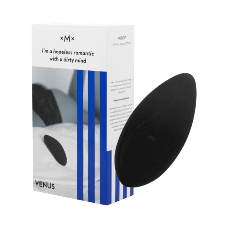 Venus diskret vibrator från Mshop Private Collection, designad för parlek med stilren förpackning