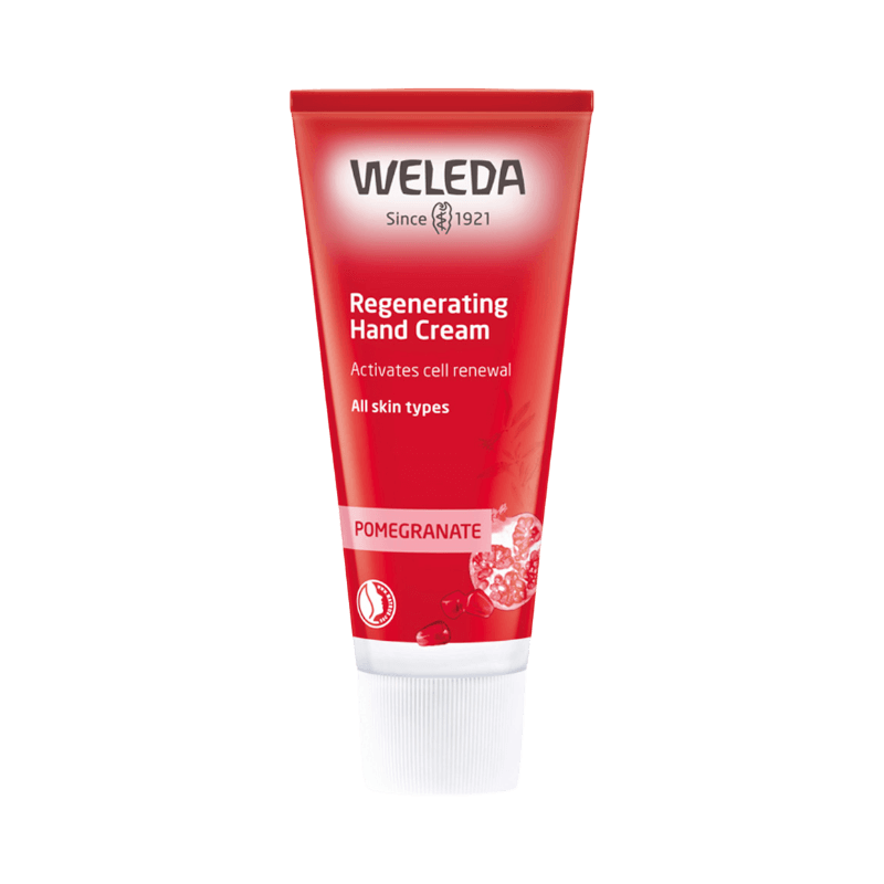 Weleda regenererande handkräm med granatäpple för cellförnyelse och vård av alla hudtyper.
