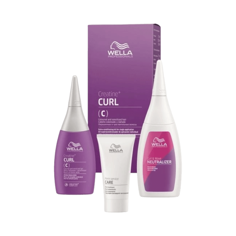 Wella Creatine+ Curl C i set med neutraliseringsmedel och vårdkräm