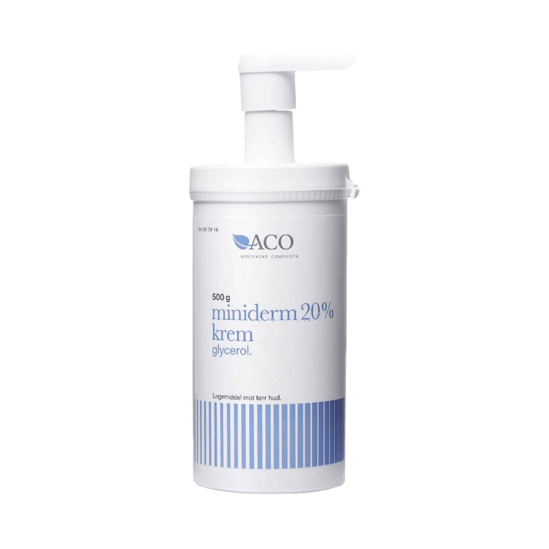 ACO Miniderm 20% kräm med glycerol i pumpflaska för behandling av torr hud och eksem