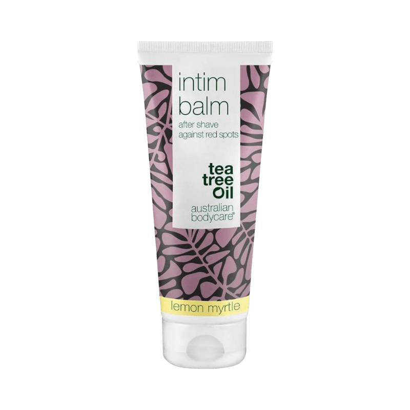 Intim Balm med tea tree oil och lemon myrtle lugnar huden efter rakning i intimområdet.