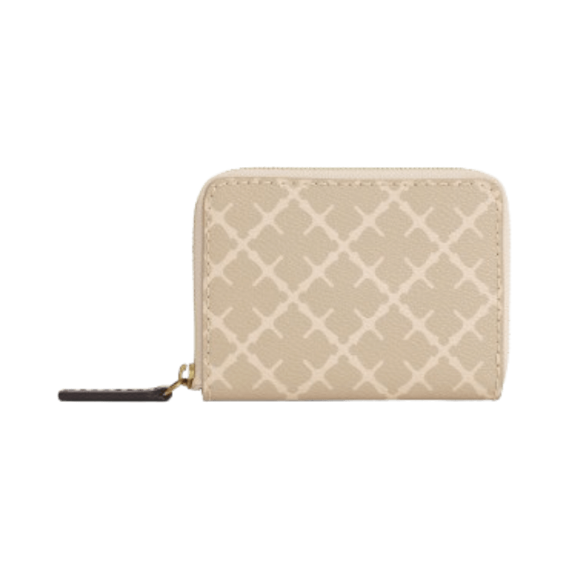 Beige By Malene Birger myntbörs med dragkedja och mönstrad design i kompakt och stilren storlek.