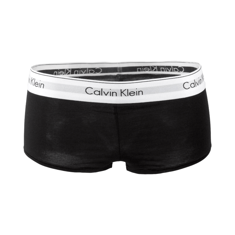Svarta hotpants från Calvin Klein med ikonisk vit resårkant, stilren design i mjuk bomull.