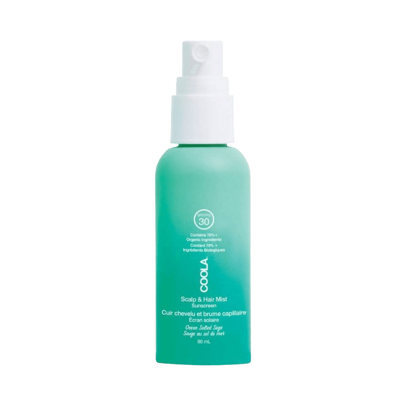 Coola Scalp & Hair Mist SPF30 60 ml med solskydd och ekologiska ingredienser för hår och hårbotten.