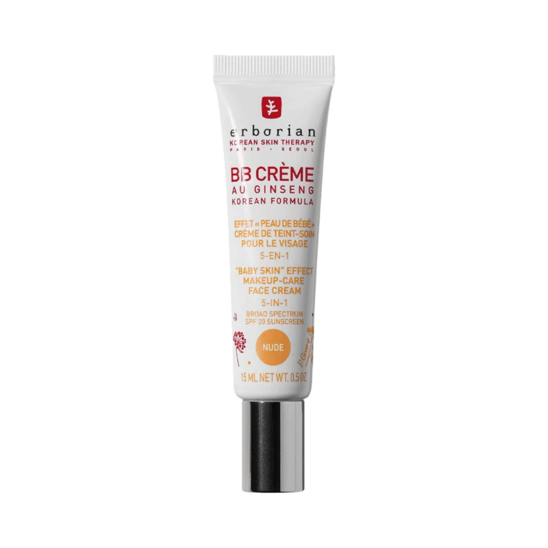 BB-kräm med ginseng för naturlig täckning och hudvård i ett, nyans Nude, SPF 20.