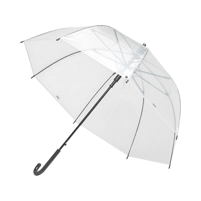Transparent paraply från Hay med böjt handtag och svart stomme för full sikt i regn