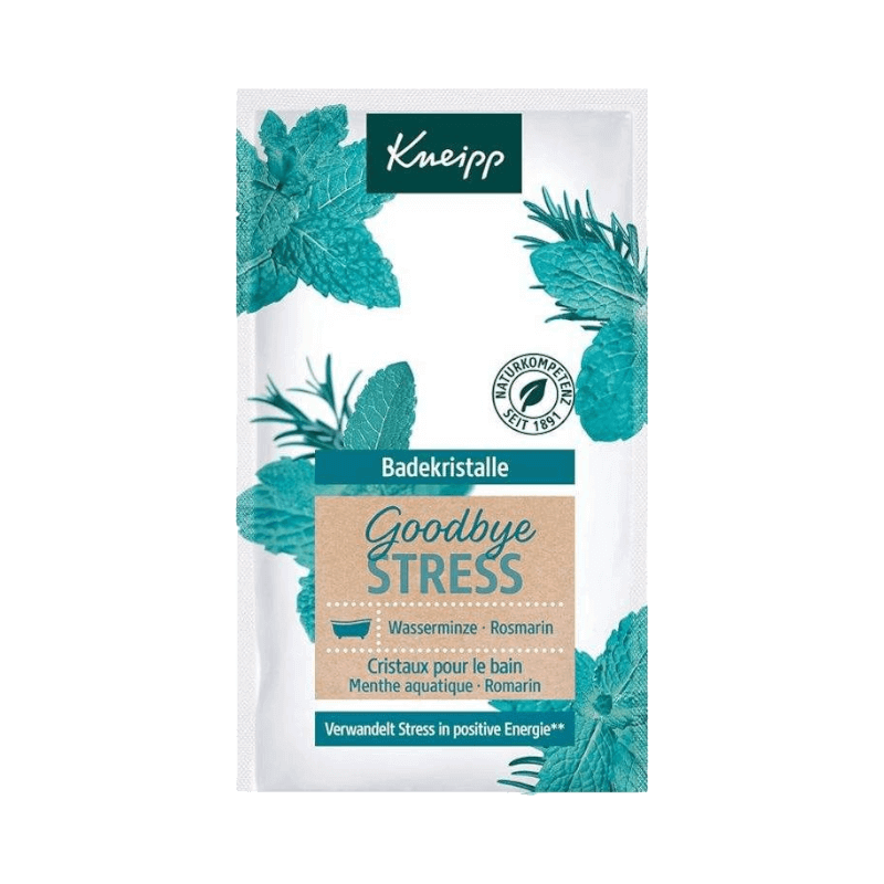 Kneipp Goodbye Stress badsalt 60 g med vattenmynta och rosmarin för avkoppling och balans.