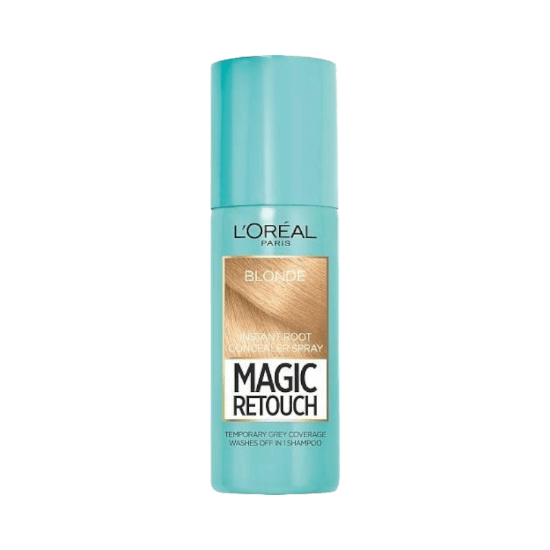 L’Oréal Magic Retouch spray döljer gråa hårstrån och utväxt med omedelbar blond nyans.