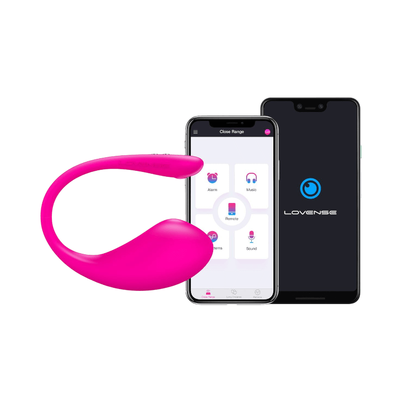 Lovense Lush 3 rosa bärbar vibrator styrs via app på smartphone