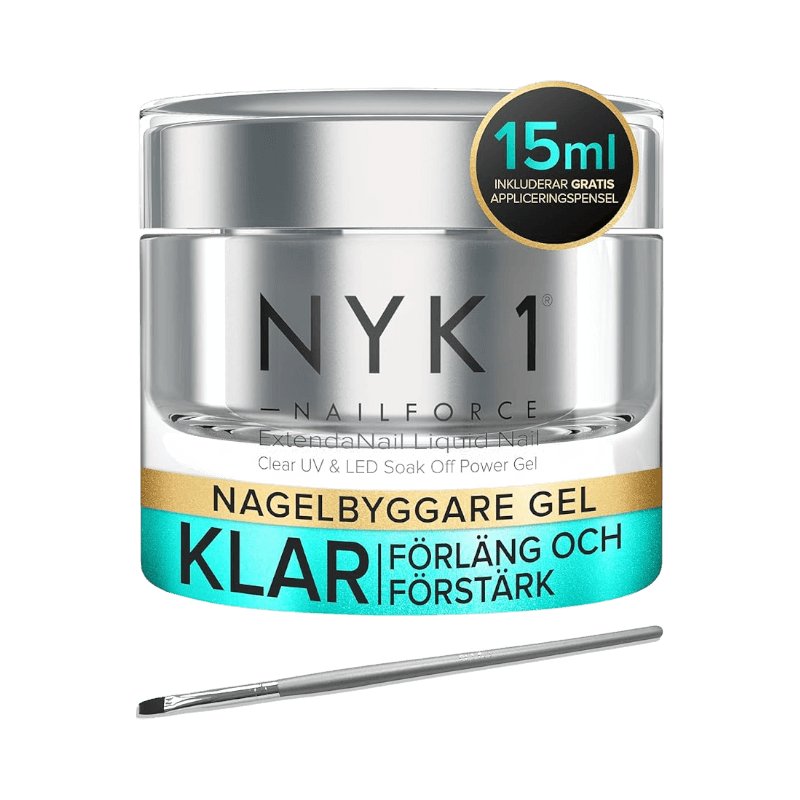 NYK1 klar nagelbyggargel i burk med tillhörande applikeringspensel