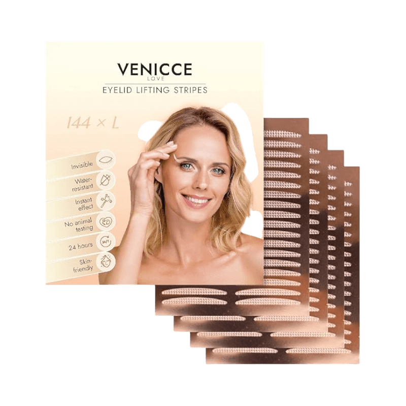 Venicce eyelid lifting strips med 144 remsor för vattenresistent och osynligt ögonlockslyft.