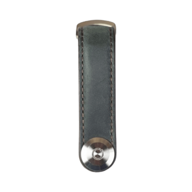 Orbitkey nyckelorganiserare i grått läder med metalländar, inspirerad av Star Wars för säker nyckelförvaring.