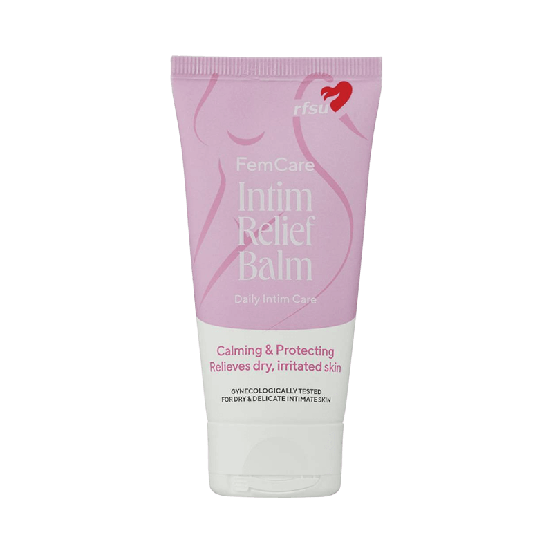 RFSU Intim Relief Balm lugnar torr och irriterad hud i underlivet, gynekologiskt testad.