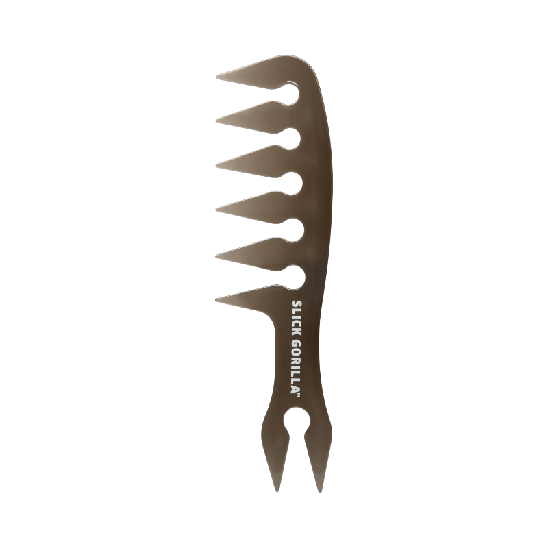 Slick Gorilla Texture Comb i unikt designad form för att styla och skapa textur i håret.