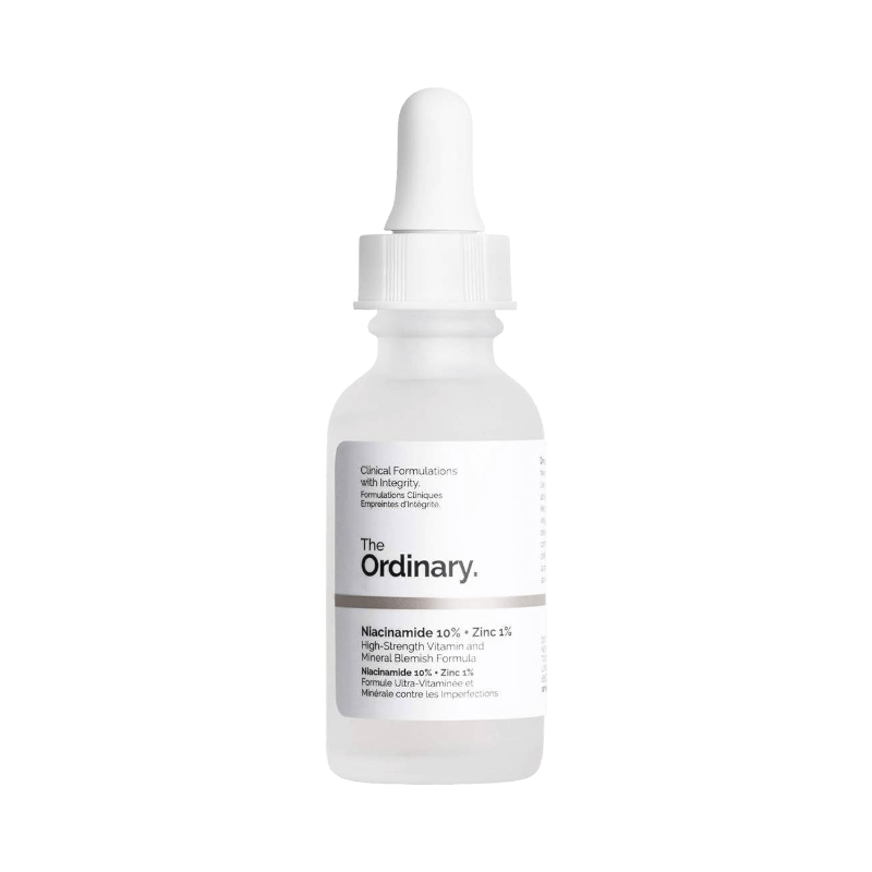 Serum med 10 % niacinamid och 1 % zink från The Ordinary för balanserad och klar hud.