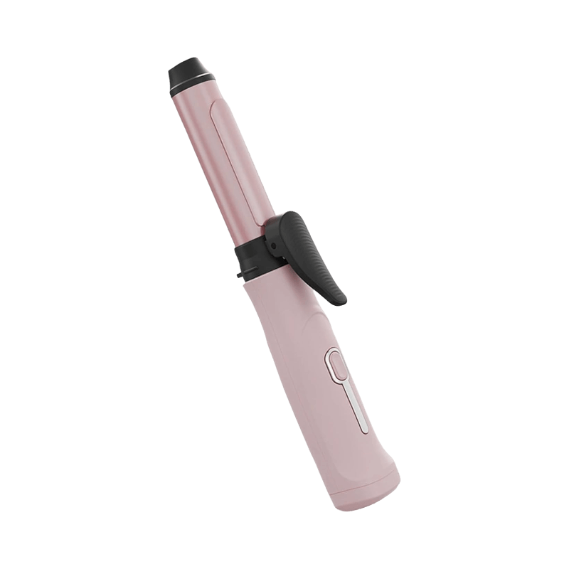 Rosa uppladdningsbar locktång med clip-design, enkel att använda för lockar utan sladd.