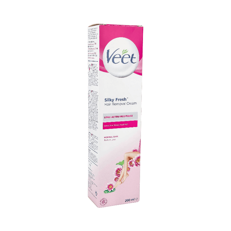 Veet Silky Fresh hårborttagningskräm för normal hud med långvarigt slät resultat, 200 ml.
